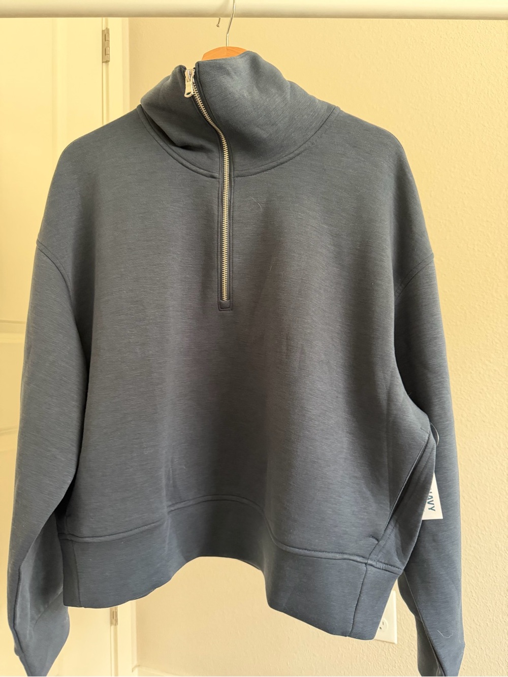 Old Navy Half-Zip Mock Neck Sweatshirt in Slate Blue